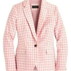 J. Crew Linen Campbell Blazer in Pink and White GIngham